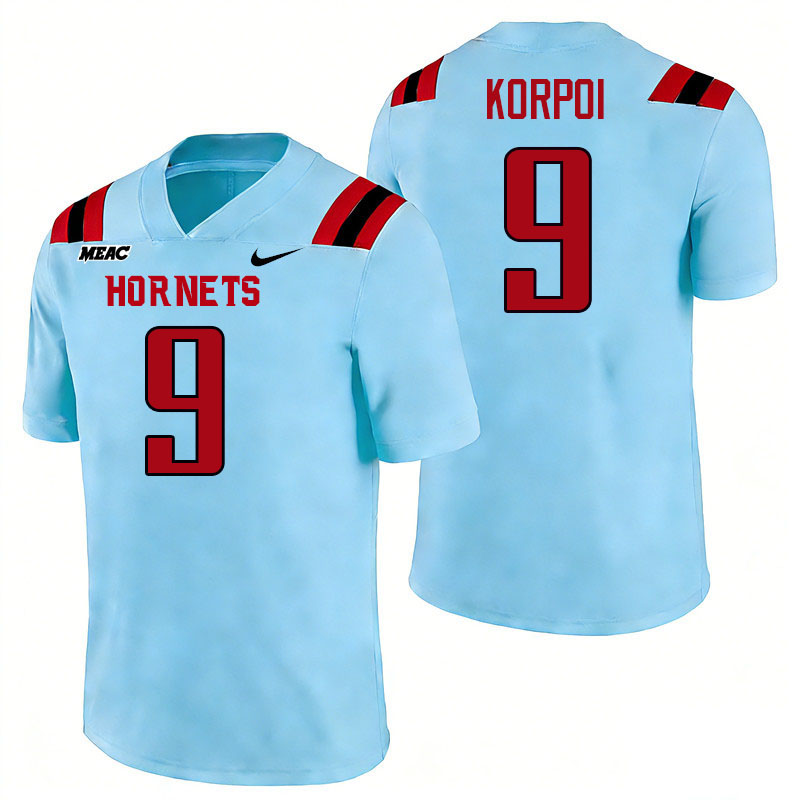 Delaware State Hornets #9 Samuel Korpoi College Football Jerseys,Uniforms Stitched-Light Blue